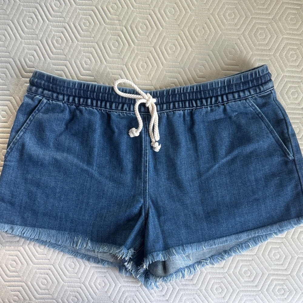 Drawstring Relaxed Denim Blue Women's Shorts